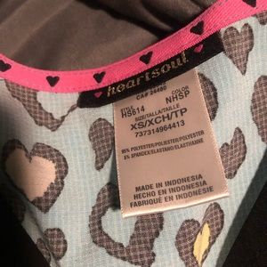 HeartSoul Blue Cheetah Print Scrub Top